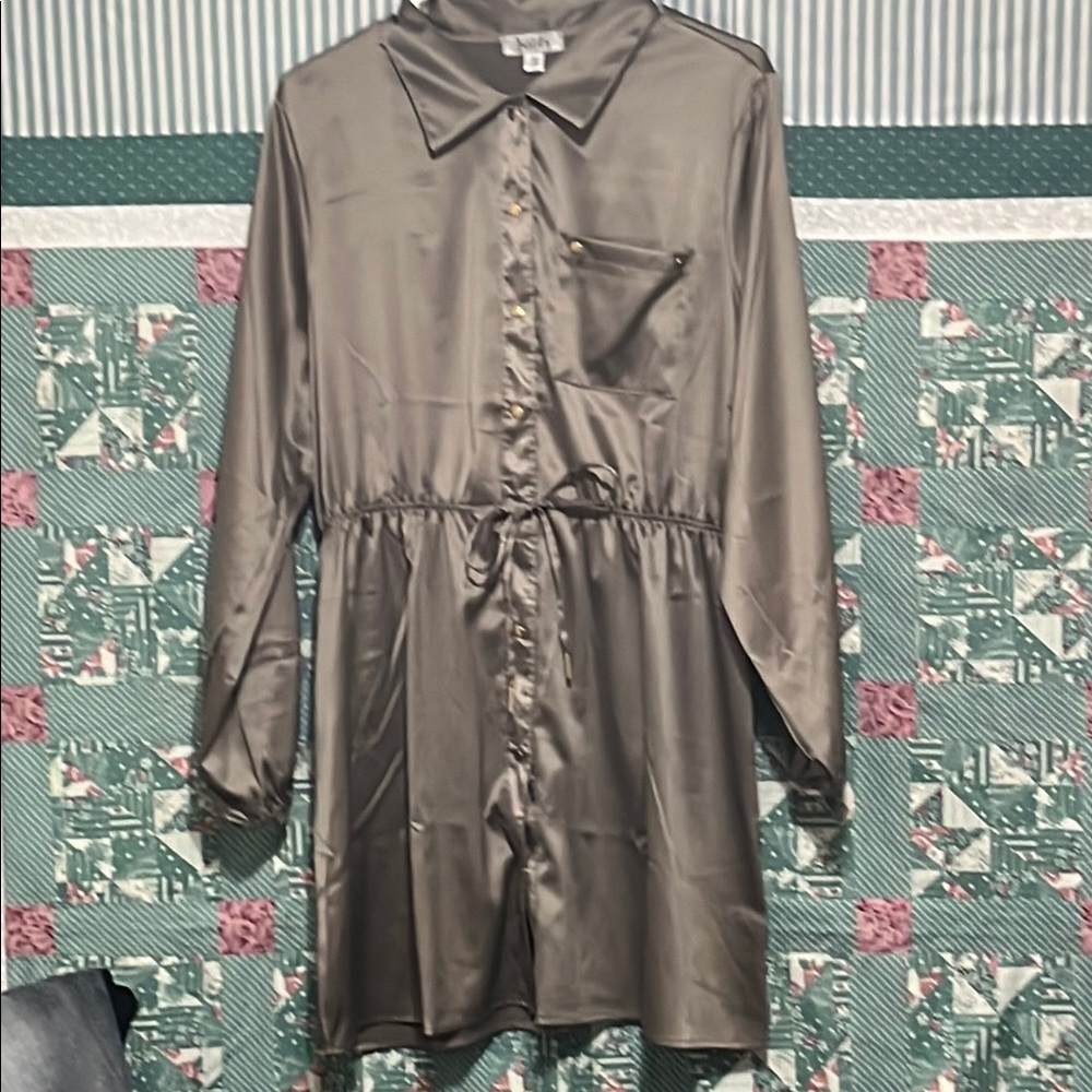 Elegant Gray Satin Dress